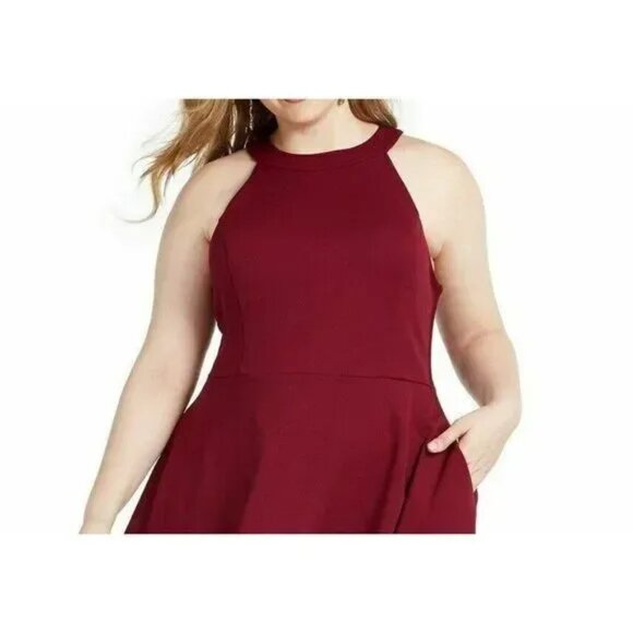 Speechless Plus Size Cutout Bow Back Fit & Flare Dress, New Magenta, - Picture 2 of 11